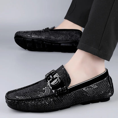 2025 Luxury Brand Men's Spring Breathable Two-layer Cowhide Driving Shoes Fashion New Men's Comfortable Fit Business Loafers