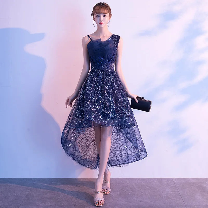 Ele Blue adient Starry  Evening Gown Women's Faion ow Host Ball Dr Autumn New Arrival Chinese Production