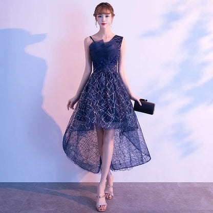 Ele Blue adient Starry  Evening Gown Women's Faion ow Host Ball Dr Autumn New Arrival Chinese Production