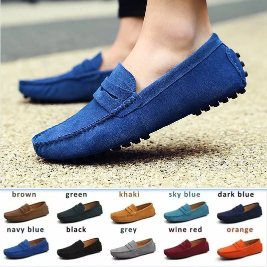 Men's Casual Fashion Genuine Leather Loafers Moccasins Slip-On Driving Shoes 38-50 Size Range Male Flats Comfort Footwear