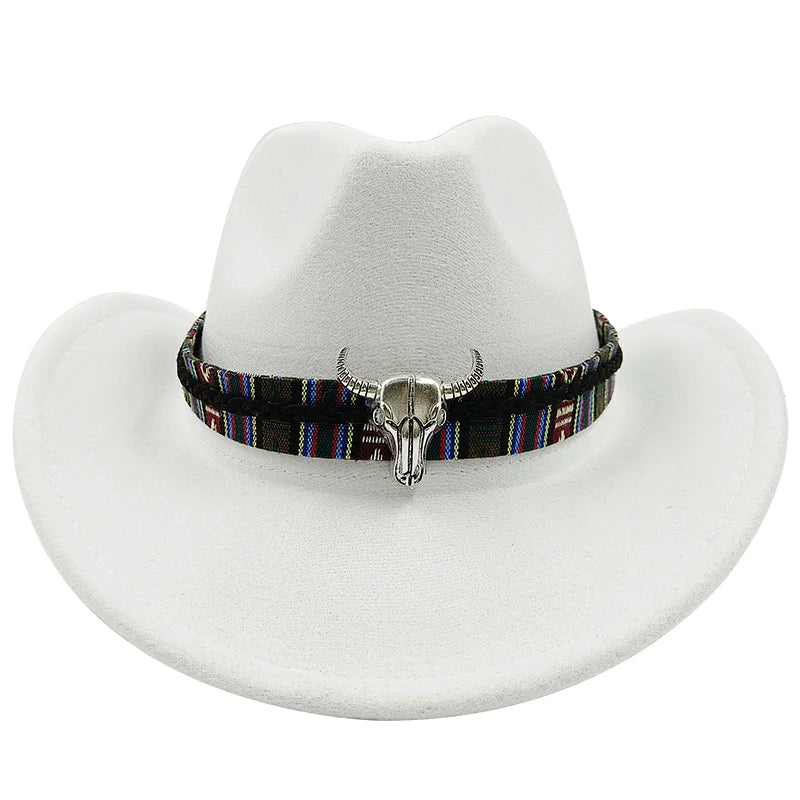 Cowboy hat cow head accessories cowboy hat monochrome felt hat men and women big brim outdoor hat knight hat