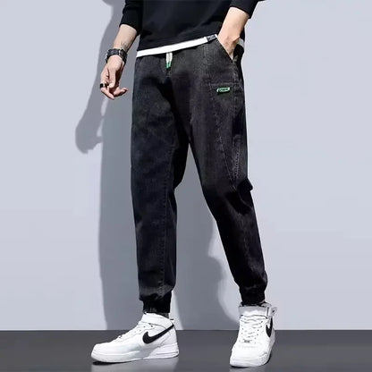 2022 New Spring Autumn Trendy Jeans Men's Loose-fit Bundled Feet Harem Pants Casual Trendy Male Pants For Leisure
