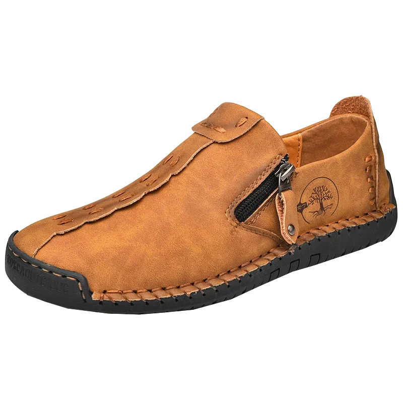 100% Cowhide Men'S Large Size 48 Hand-Sewn Casual Fashionable Leather Shoes, Loafers, Breathable Walking Casual Men'S Shoes