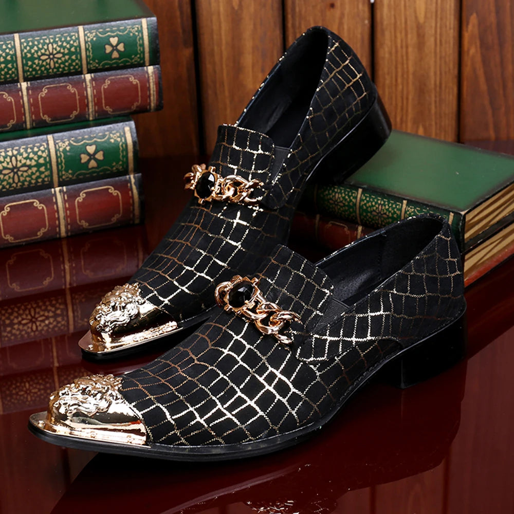 Iron Toe Shoes Men's Real Personality Custom Luxury Office Formal Wedding Original Design Retro Casual Leather Shoes