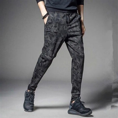 Casual Camouflage Workwear Pants for Men Elastic Waist Drawstring Pants Sports Outdoor Fashion Male Cargo Trouser Sweatpants