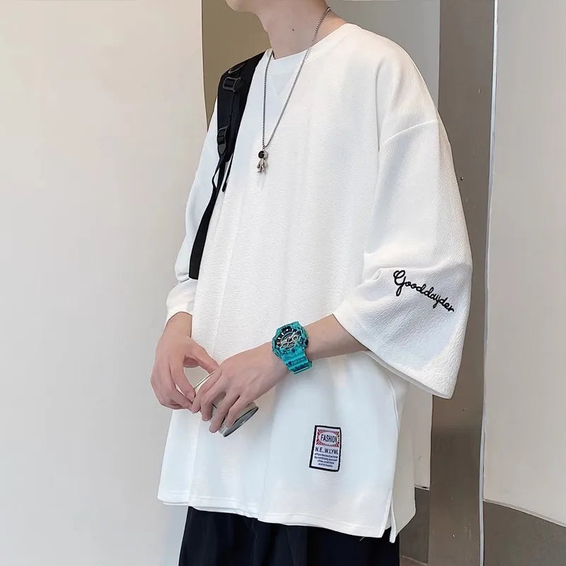 plus Size Ice Silk ort Sve T-irt Men's Summer Casual Brand Haome Loose Seven Sve Body irt Comfortable Loose Fit