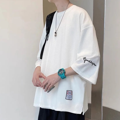 plus Size Ice Silk ort Sve T-irt Men's Summer Casual Brand Haome Loose Seven Sve Body irt Comfortable Loose Fit