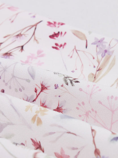 Tonval V-Neck Floral Contrast Purple High Waist Summer Dresses Holiday Women Flare Sleeve A-Line Party Birthday Beach Dress