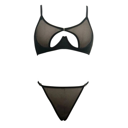 Plus Size Underwire Lingerie Set 2 Piece Womens' Erotic Set Lace Hollow Out Sexy Underwear Fun Costume Intimates 여자속옷 판타지 세트