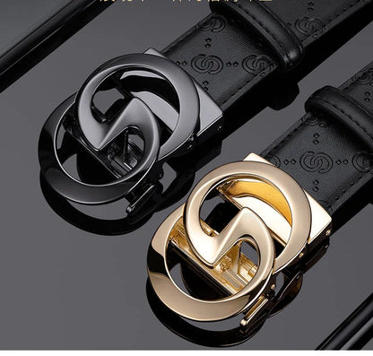 Men's high-end leather belt, automatic buckle belt, fashionable and versatile belt