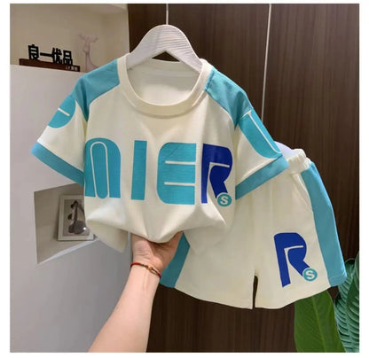 Boys Summer Clothing Children's Fashion Short sleeved Set New Korean Edition Fashionable Boys Summer Thin Casual Two Piece Set
