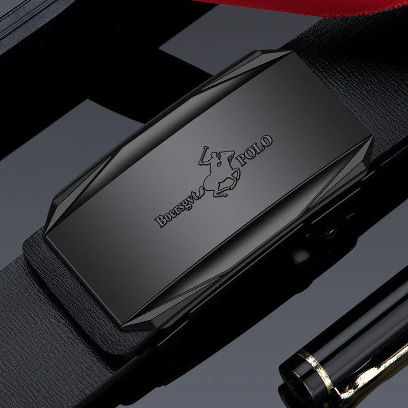 Paul Men's Leather Belt Fashionable Casual Automatic Buckle Waist Belt for Middle-aged And Young Men Business Style Belt