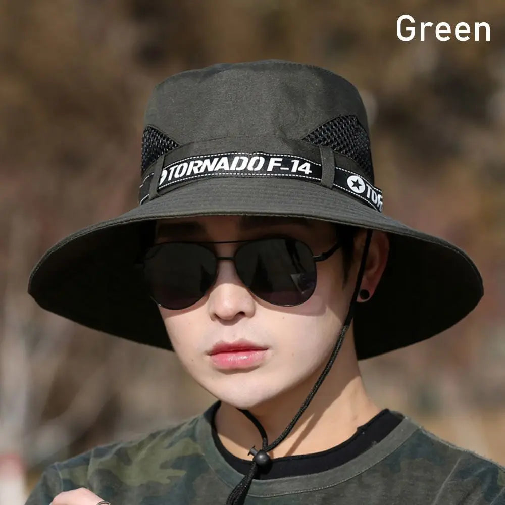 1Pcs Beach Wide Brim Bucket Hat Summer Hiking Sombrero UV Protection Cap Gorro Fishing Camping Sun Hat for Men Women
