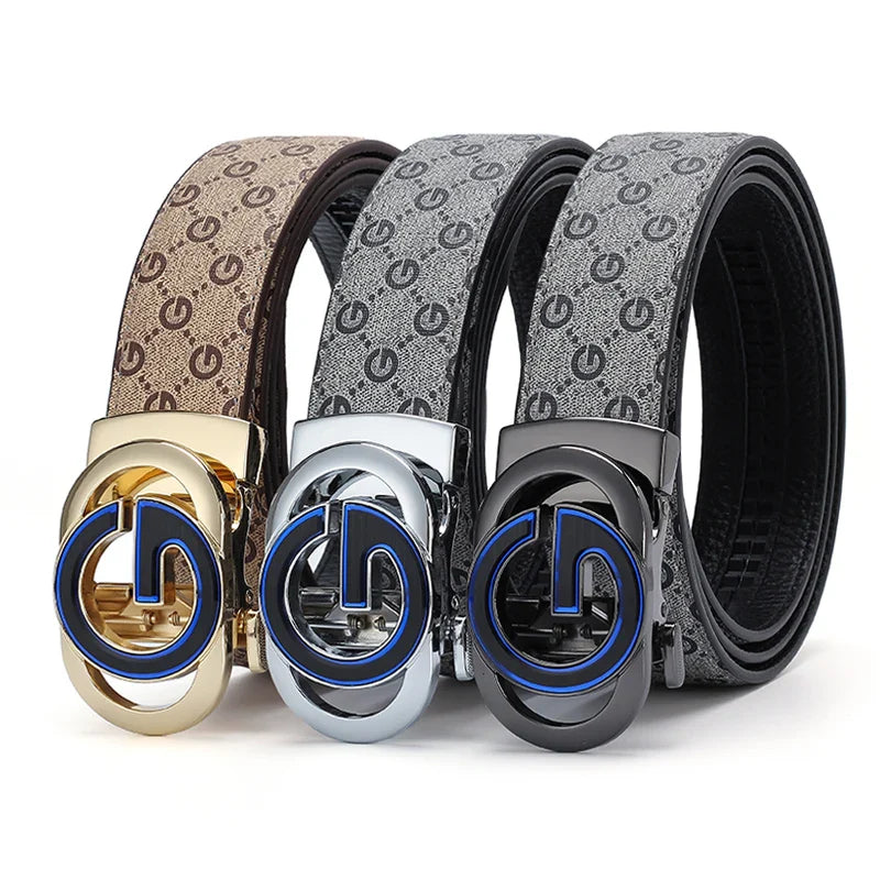 New Big "G" Automatic Buckle Men Belt, Fashionable Letter Buckle Waist Belt, Business Casual Leather Belt,Genuine Suit Belt