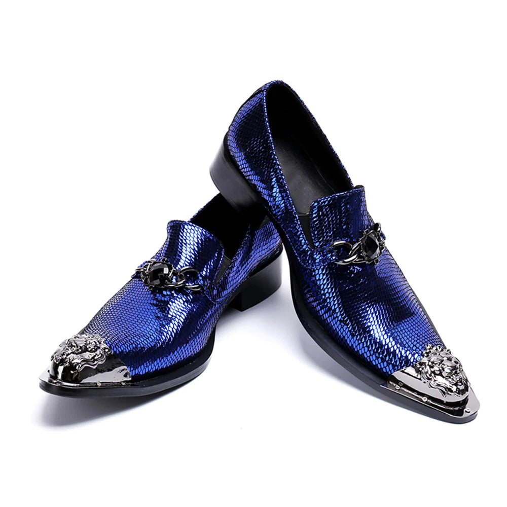 Iron Toe Shoes Men's Real Personality Custom Luxury Office Formal Wedding Original Design Retro Casual Leather Shoes