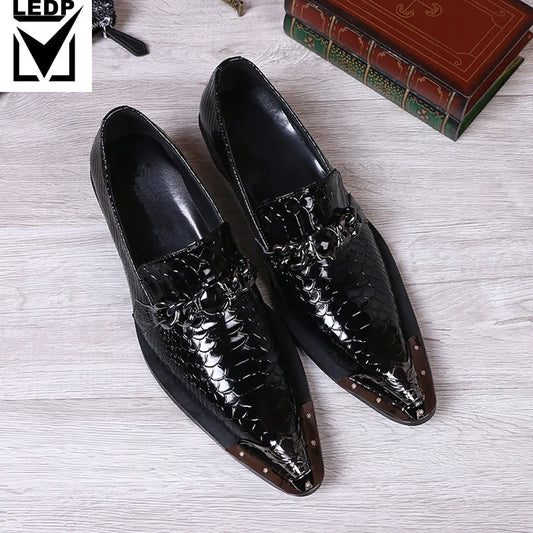 Iron Toe Shoes Men's Real Personality Custom Luxury Office Formal Wedding Original Design Retro Casual Leather Shoes