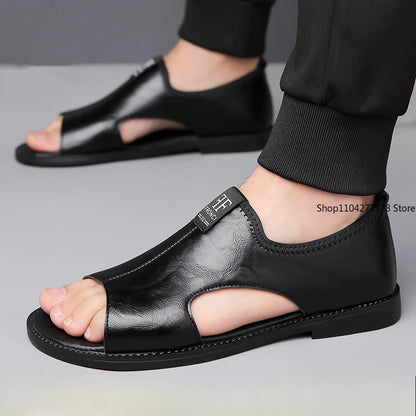 Sandals for Men Brand Casual Shoes Outdoor 2025 New Men's Slippers Comfortable Beach Shoes High Quality Leather Men Flat Sandals