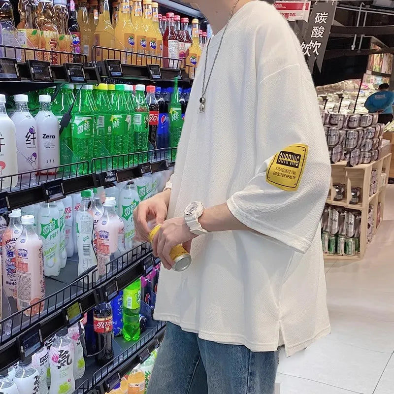 plus Size Ice Silk ort Sve T-irt Men's Summer Casual Brand Haome Loose Seven Sve Body irt Comfortable Loose Fit