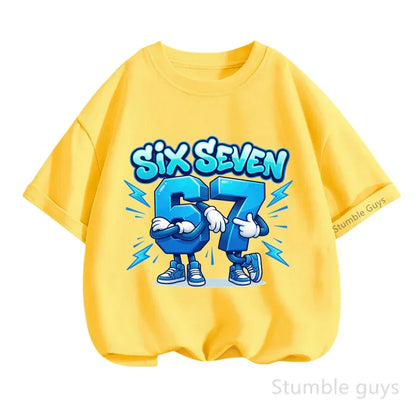 Summer Boys Clothes Girls 67 Print Tshirt Six Seven T-shirt Kids 3-14Y Short Sleeve Casual Tee