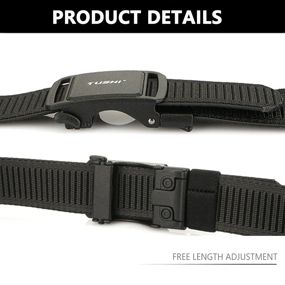 TUSHI New 3.8cm Tactical Belt for Men 1200D Thick Nylon Casual Belt Alloy Automatic Buckle Tactical outdoor Elastic Belt Male