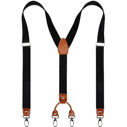 2.5cm 4 Clips Suspenders Clips for Men Y-Back Jeans Hook Buckle Adjustable Pant Braces Straps for Shirt Suit Pants Suspender