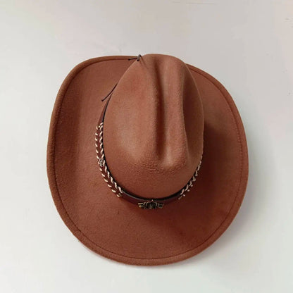 Cowboy hat cow head accessories cowboy hat monochrome felt hat men and women big brim outdoor hat knight hat