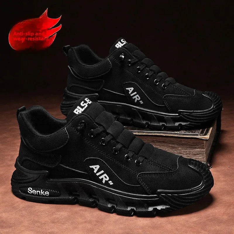 Men's Casual Sport oes Waterproof Non-Slip Wear-Resistant Construction Site Work oes Easy-To- Wear Slip-On Heightening