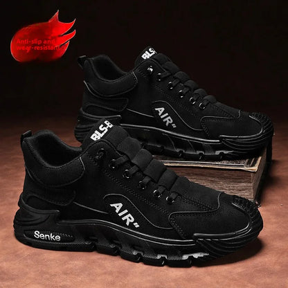 Men's Casual Sport oes Waterproof Non-Slip Wear-Resistant Construction Site Work oes Easy-To- Wear Slip-On Heightening