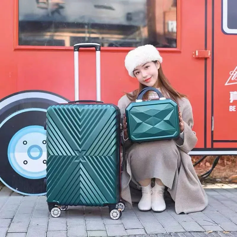 20‘’22/24/26/28 inch Rolling luggage set travel suitcase spinner wheels trolley luggage bag case Diamond Silver suitcase Women's