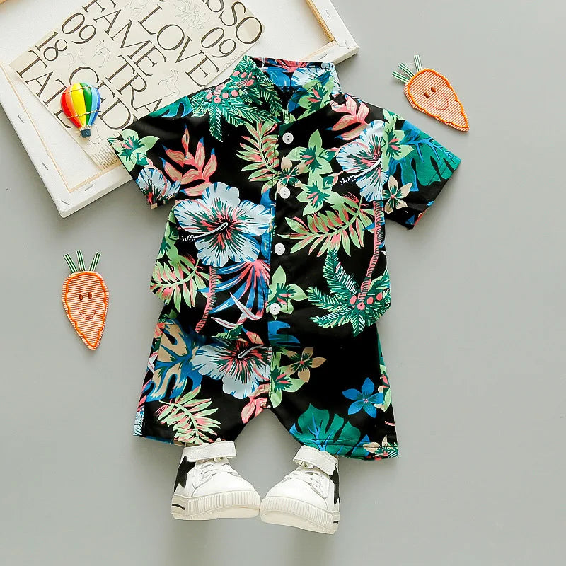 Baby Boy Clothes 0-5Y Summer New Beach Fashion Children Suits Boys Clothing Printed Shirts Short Sleeves Shorts Boys Two Pieces