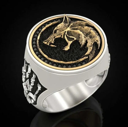 New Wizard Hunter Wolf Claw Rings European American Viking Warrior Retro Stainless Steel Two-color Gold Men's Ring