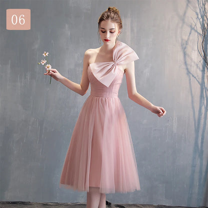 New pink sweat lady girl bridesmaid dress performance prom dress