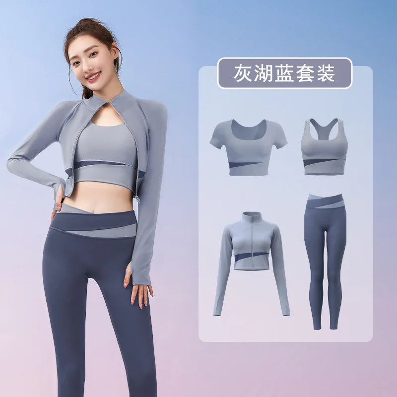 Autumn Workout Women Running Sportswear Sets Yoga Fitness Gym Bra Crop Top Seamless Leggings Tracksuits Clothing