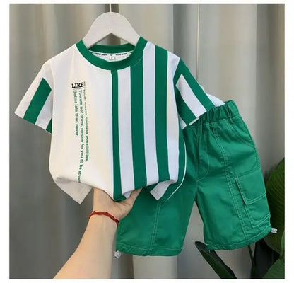 Summer Boy Clothing Suit New Children's Clothes Set Boys Short Sleeve T-Shirt Shorts 2 Piece Set Kids Sportswear Suit 2 4 6 8Y