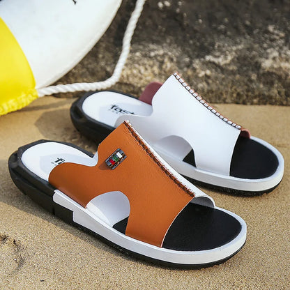 new Men's Summer Sandals Original Leather Comfortable Slip-on Casual Sandals Fashion Men Slippers Zapatillas Hombre