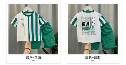 Summer Boy Clothing Suit New Children's Clothes Set Boys Short Sleeve T-Shirt Shorts 2 Piece Set Kids Sportswear Suit 2 4 6 8Y