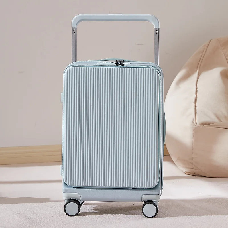 20"24"26 Inch Front Opening Travel Suitcase Luggage Laptop Boarding Case USB Charging Trolley Case with Wheels Carry on Luggage