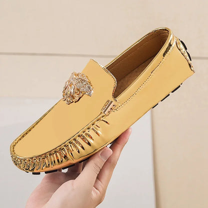 british man loafers shoes brand fashion patent leather man loafers slip on shine casual shoes