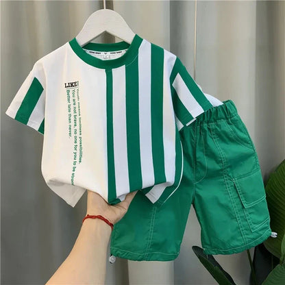 Summer Boy Clothing Suit New Children's Clothes Set Boys Short Sleeve T-Shirt Shorts 2 Piece Set Kids Sportswear Suit 2 4 6 8Y