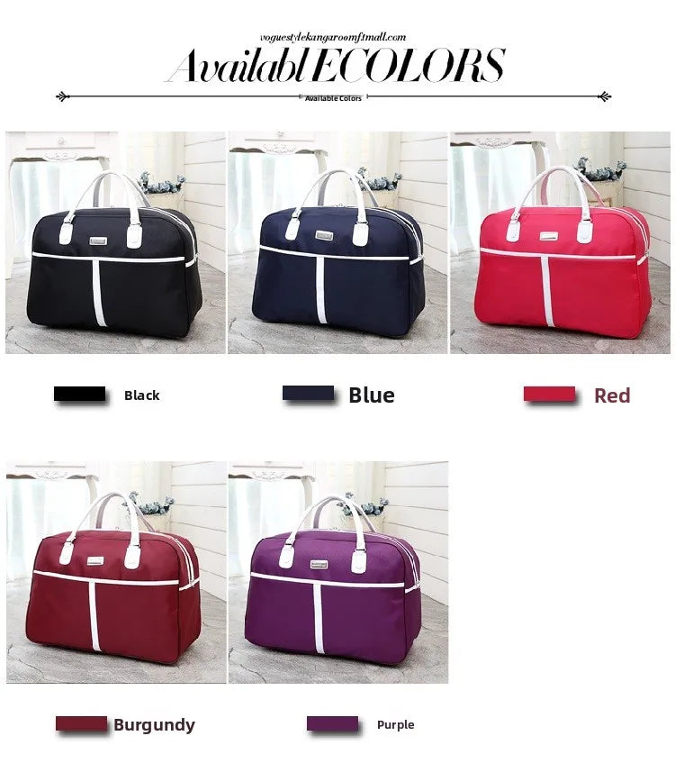 Large Capaci Travel Bag Women's Lightweight Pull Bag Portable ort Trip Hand Lage Bag with Wheels Faionable Ox Cloth