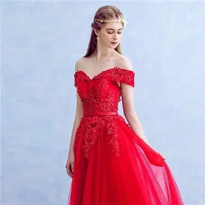 It's Yiiya Customization Real Photo Prom Dress Wine Red Beads Off the Shoulder A-line Knee-length Lace up Plus size Formal Gown