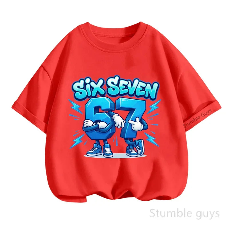 Summer Boys Clothes Girls 67 Print Tshirt Six Seven T-shirt Kids 3-14Y Short Sleeve Casual Tee