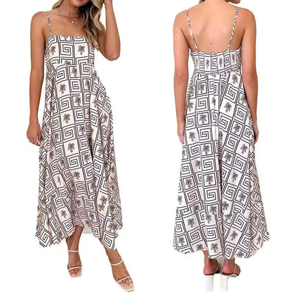 2025 Backless Print Sundress Strapless Boho Maxi Dress