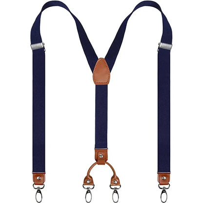 2.5cm 4 Clips Suspenders Clips for Men Y-Back Jeans Hook Buckle Adjustable Pant Braces Straps for Shirt Suit Pants Suspender