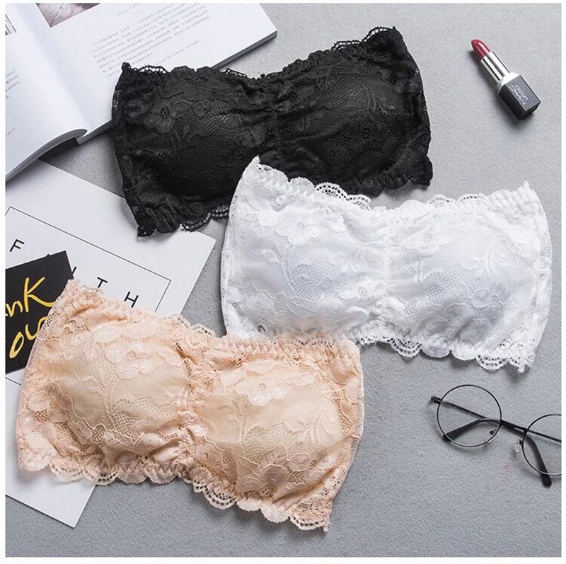 Tube Top Bra Fashion Tube Tops Woman Invisible Bra Push Up Women's Bandeau Top With Cups Lingeries Sexy Hot Tops for Summer Lace
