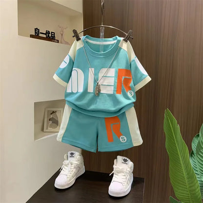 Boys Summer Clothing Children's Fashion Short sleeved Set New Korean Edition Fashionable Boys Summer Thin Casual Two Piece Set