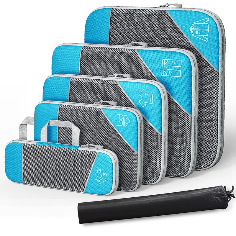 Compression Packing Cube Set Expandable Mesh Travel Bag Luggage Organizers Bag for Trip Home Storage Travel Gear Accessories