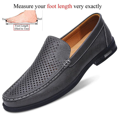 Genuine Leather Slip on Loafers Men Formal Dress Shoes Office Driving Wedding Party Mocasines Hombre Big Size Casual Shoes