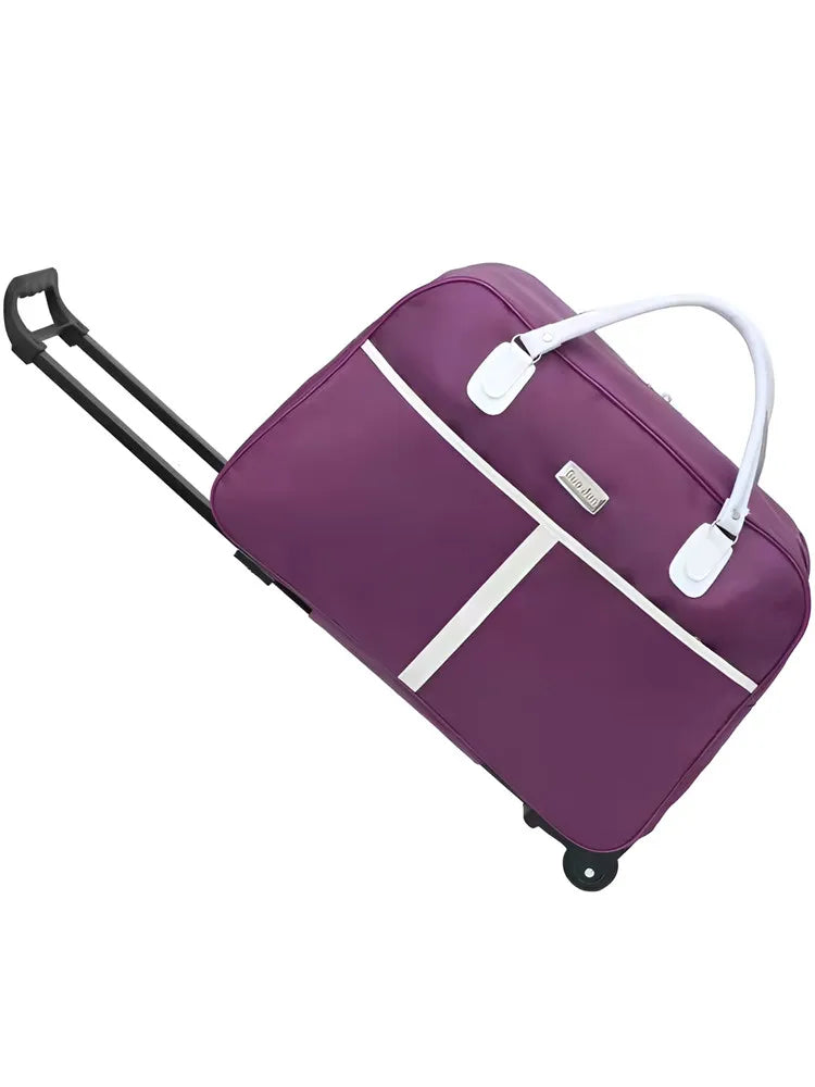 Large Capaci Travel Bag Women's Lightweight Pull Bag Portable ort Trip Hand Lage Bag with Wheels Faionable Ox Cloth