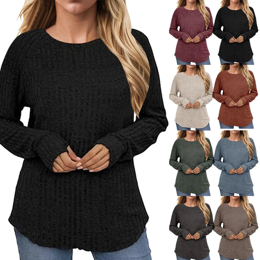 Long Sleeve Shirts For Women Tunic For Women Loose Fit Dressy Crew Neck Pullover Basic Basic Oversized Women'S Vintage Sweater